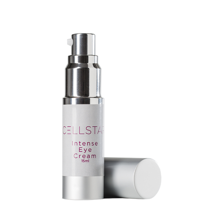Das Bild zeigt die Cellstar Intense Lifting Eye Cream in einem eleganten silbernen Flakon (15 ml). Diese Augencreme enthält eine einzigartige Wirkstoffkombination, die gezielt gegen alle Arten von Falten wirkt, die Haut intensiv mit Feuchtigkeit versorgt und Augenfältchen reduziert. Sie bekämpft zudem Augenschatten und Schwellungen und steigert die Vitalität und Leuchtkraft der empfindlichen Hautpartie rund um die Augen.