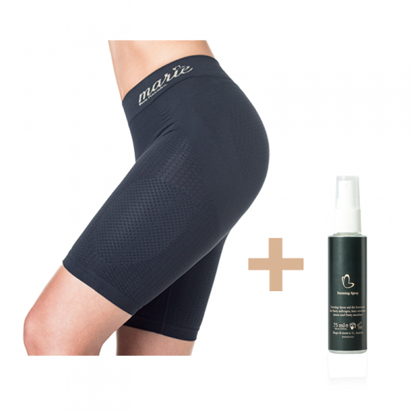 Das Marie Duo, bestehend aus der formenden Marie Panty und dem Forming-Spray, bietet eine effektive Figurformung mit Po-Push-up- und Bauch-weg-Effekt. Diese Shapewear hilft, Cellulite vorzubeugen und zu bekämpfen, reduziert den Umfang an Oberschenkeln, Bauch und Po und fördert die Hautelastizität sowie Feuchtigkeit. In Kombination sorgt das Duo für eine schönere, straffere Silhouette und verbessert das Hautbild nachhaltig.