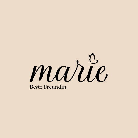 Logo der Marke "Marie – Beste Freundin", die sich auf innovative Sheapewear spezialisiert hat, die nicht nur eine schöne Silhouette zaubert, sondern auch aktiv die Haut strafft und das Gewebe festigt. Marie bietet Produkte wie die Marie Panty und den Marie Bolero, die in Kombination mit speziellen Sprays gegen Cellulite wirken, die Fettverbrennung anregen und die Hautelastizität verbessern.