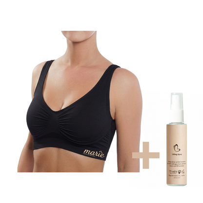 Der Marie Bra in Beige, kombiniert mit dem Lifting-Spray, ist ein effektives Shapewear-Produkt für die Straffung und Formung der weiblichen Brust. Der Bra bietet einen Push-up-Effekt und unterstützt ein schön geformtes Dekolleté. Das Set aus Bra und Lifting-Spray sorgt für straffere Haut und ein perfektes Erscheinungsbild des Dekolletés.