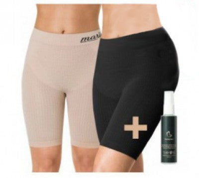 Das Marie Trio, bestehend aus der Marie Panty in den Farben Beige und Schwarz und dem Forming-Spray, bietet eine innovative Lösung zur Figurformung. Die Panty unterstützt einen Po-Push-up- und Bauch-weg-Effekt, bekämpft Cellulite und reduziert den Umfang an Oberschenkeln, Bauch und Po. In Kombination mit dem Forming-Spray verbessert sie die Hautelastizität und Feuchtigkeit, sorgt für straffe Beine, einen geformten Po und einen flachen Bauch – eine dauerhafte Shapewear-Lösung für weibliche Problemzonen.